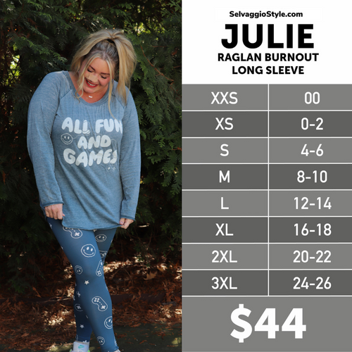 LuLaRoe Julie Raglan Burnout Long Sleeve