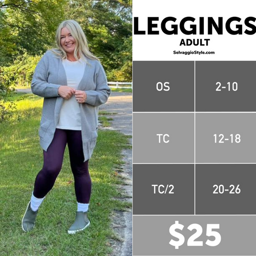 LuLaRoe Essential Leggings Size Chart