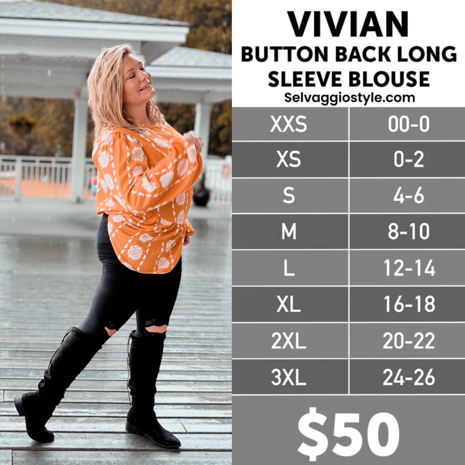 LuLaRoe Vivian Size Chart