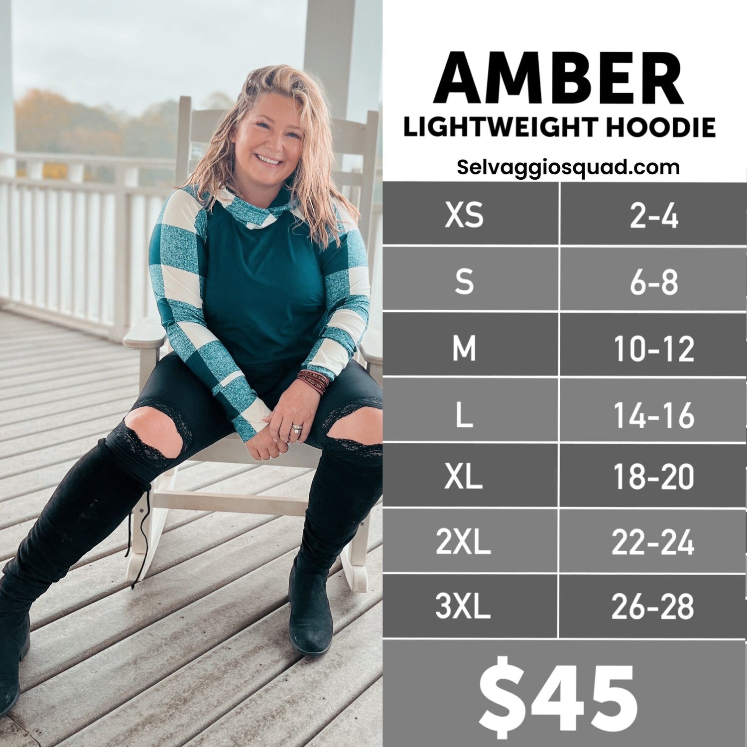 LuLaRoe Amber Size Chart