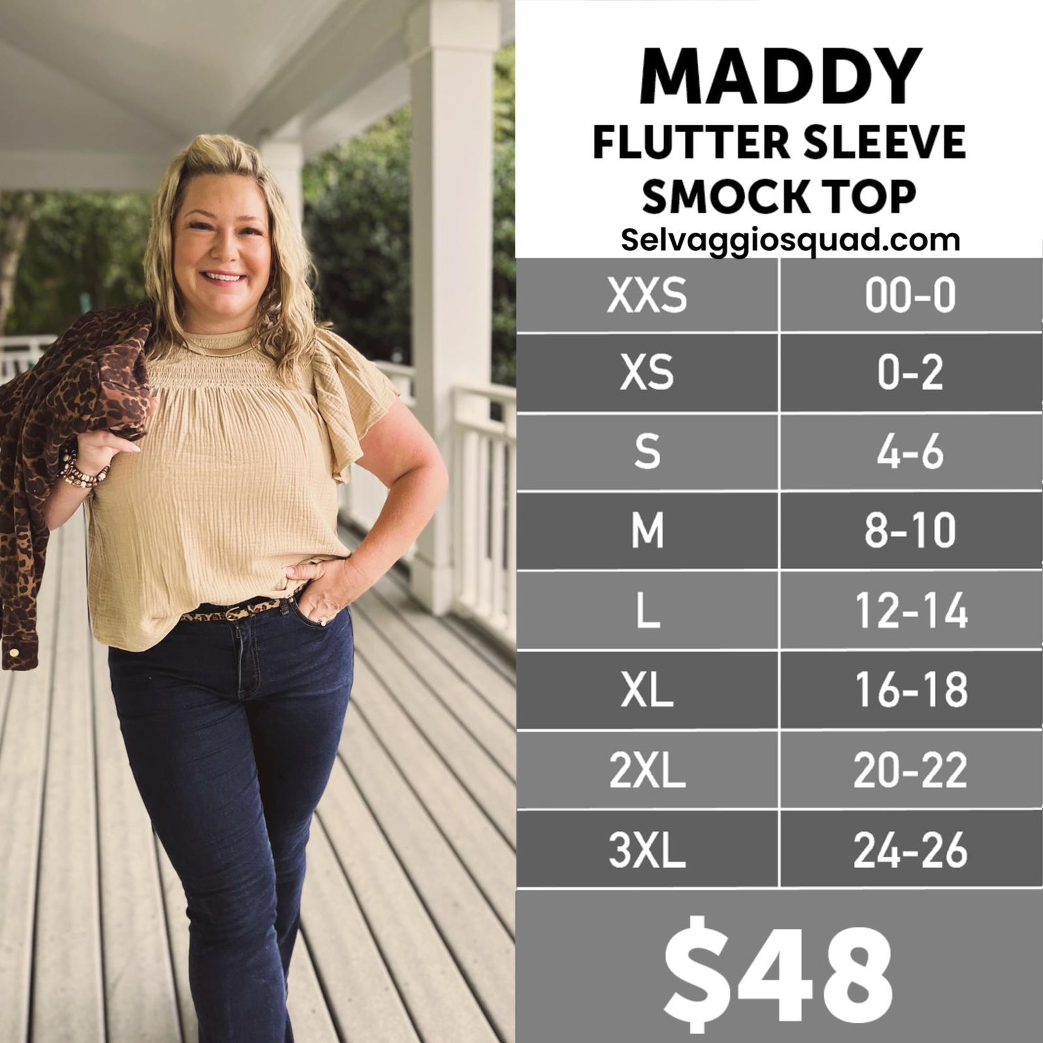 LuLaRoe Maddy Size Chart