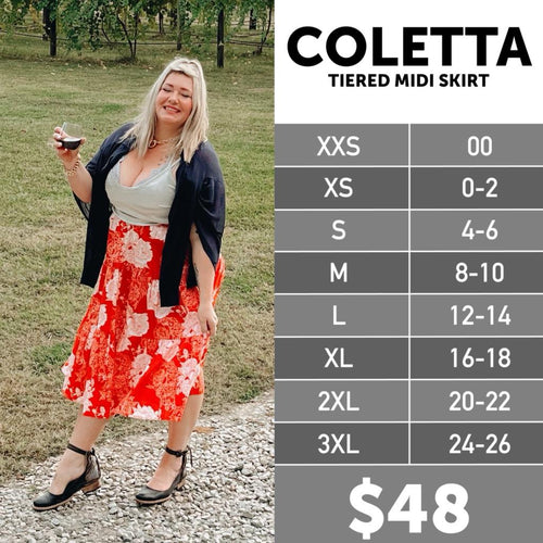 LuLaRoe Coletta Size Chart