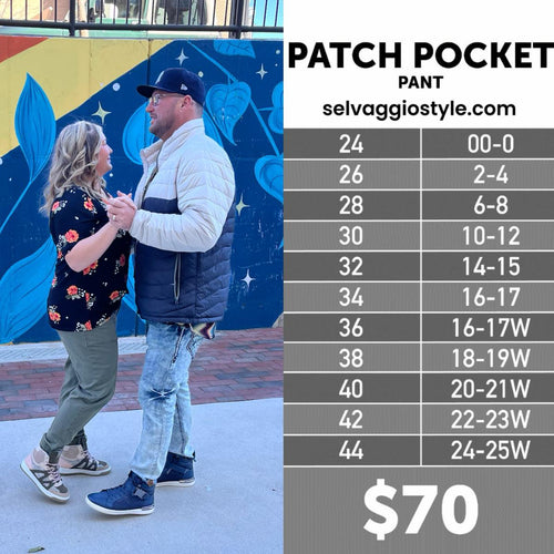 LuLaRoe Patch Pocket Pants Size Chart