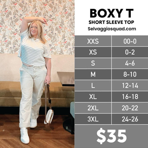 LuLaRoe Boxy T Size Chart