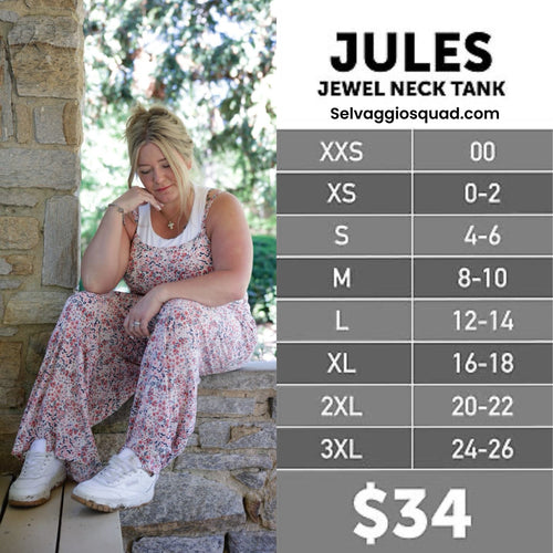 LuLaRoe Jules Size Chart