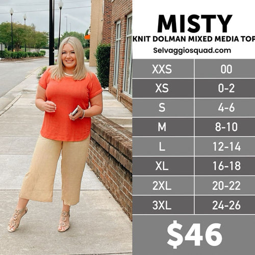 LuLaRoe Misty Size Chart