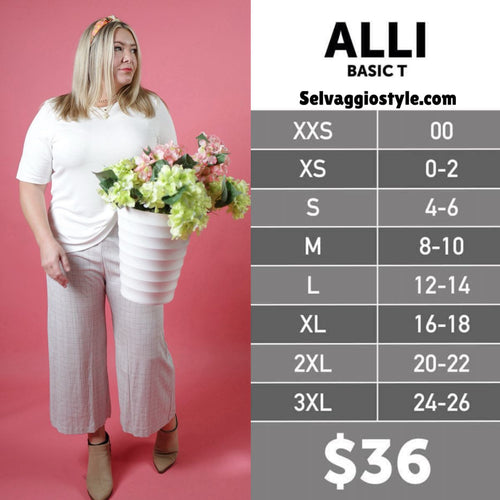 LuLaRoe Alli Size Chart