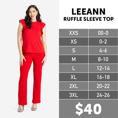 LuLaRoe LeeAnn Ruffle Sleeve Top