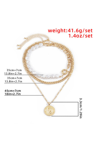 Clavicle Chain Plastic Pearl Multi-Layered Pendant Necklace