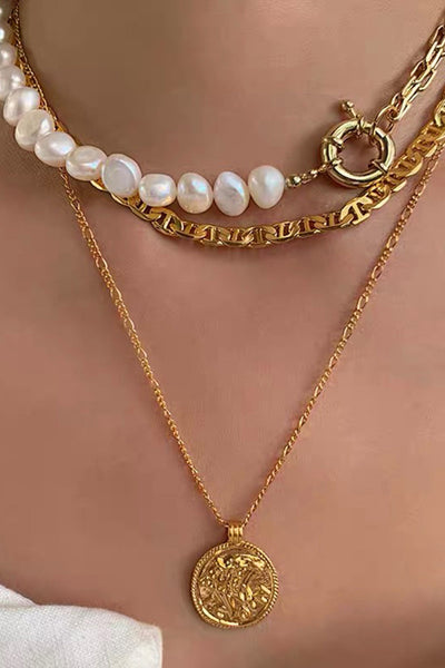Clavicle Chain Plastic Pearl Multi-Layered Pendant Necklace